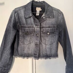 A+O Denim Cropped Jacket - Black